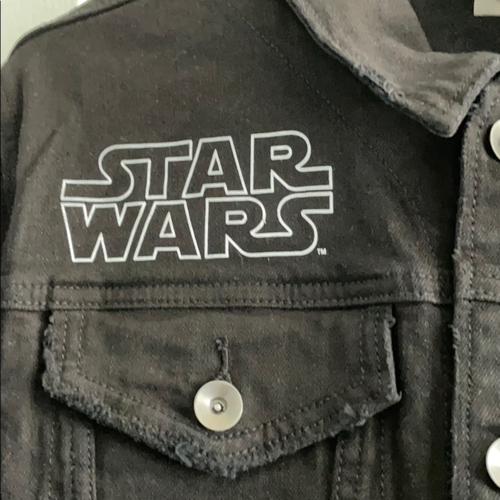 Star Wars Luke Leia Darth black denim jacket Size M - Picture 6 of 16